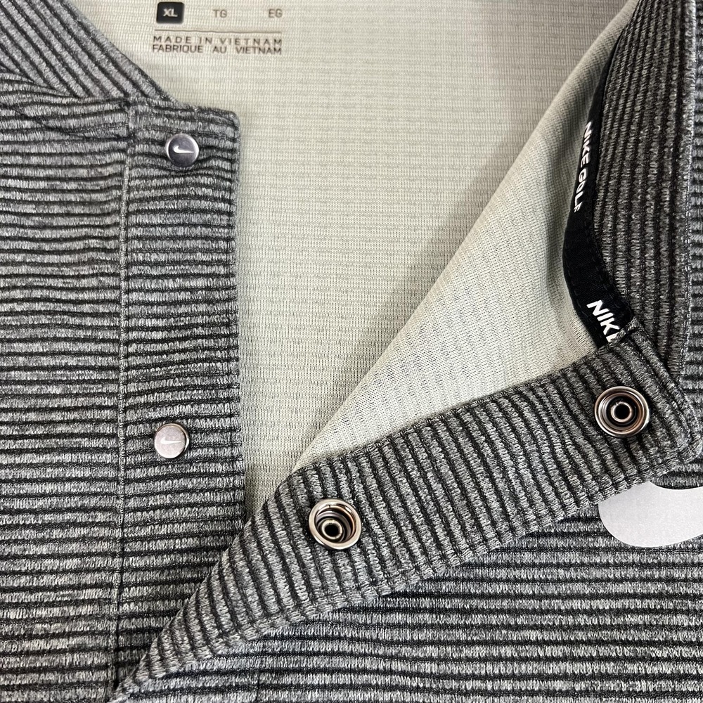 Nike Aeroreact Polo Henley Shirt Mens XL Gray Striped GolfPerformance Top - Picture 4 of 8